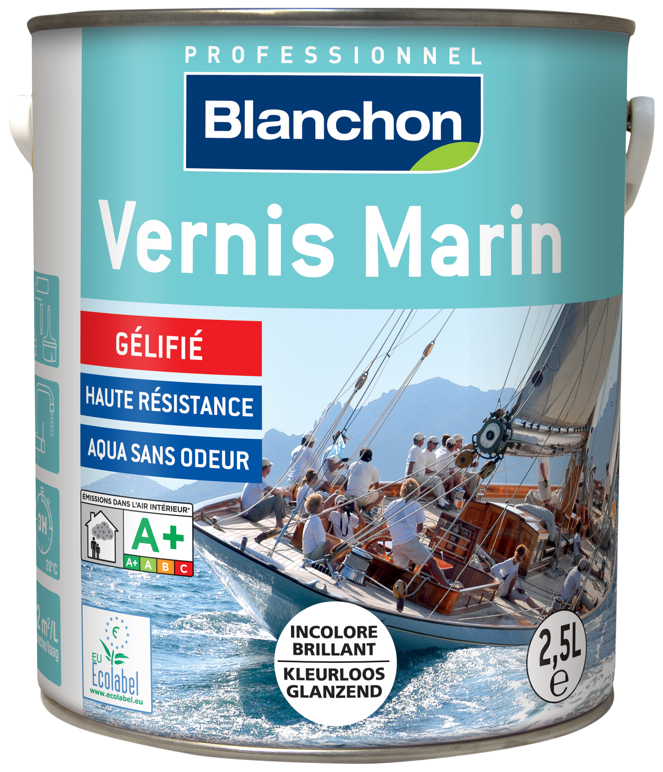Vernis Marin avec Finition Brillante à l'eau - Il Décore et Protège le Bois  D'extérieur avec Résistance Particulière en Milieu Marin Idéale pour  Bateaux, Yachts et Meubles (750 ml, Incolore) : 