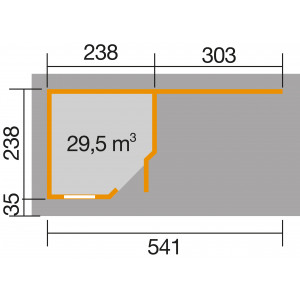 Abri Design 213 Premium Ep. 28 mm T1 avec extension B, gris , SU : 5,38 m² + extension 7,06 m²