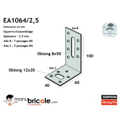 Equerre d'assemblage EA1064/2,5 - 100x60x40x2,5mm - SIMPSON