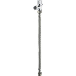 Kit raccordement WC flexible 30 cm + robinet d'arrêt 1/4T chromé MF12x17