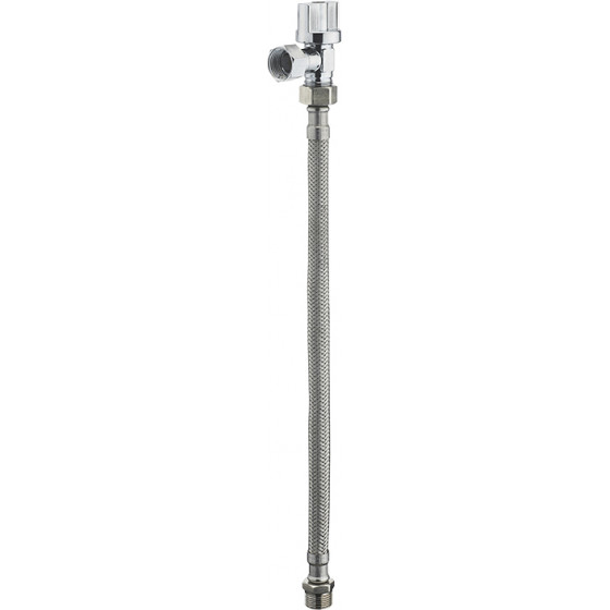 Kit raccordement WC flexible 30 cm + robinet d'arrêt 1/4T chromé MF12x17 -  Manubricole