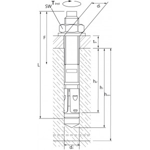 Goujon d'ancrage en acier électrozingué