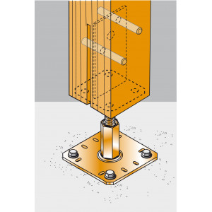 Pieds de poteau en âme avec platine PPSR320