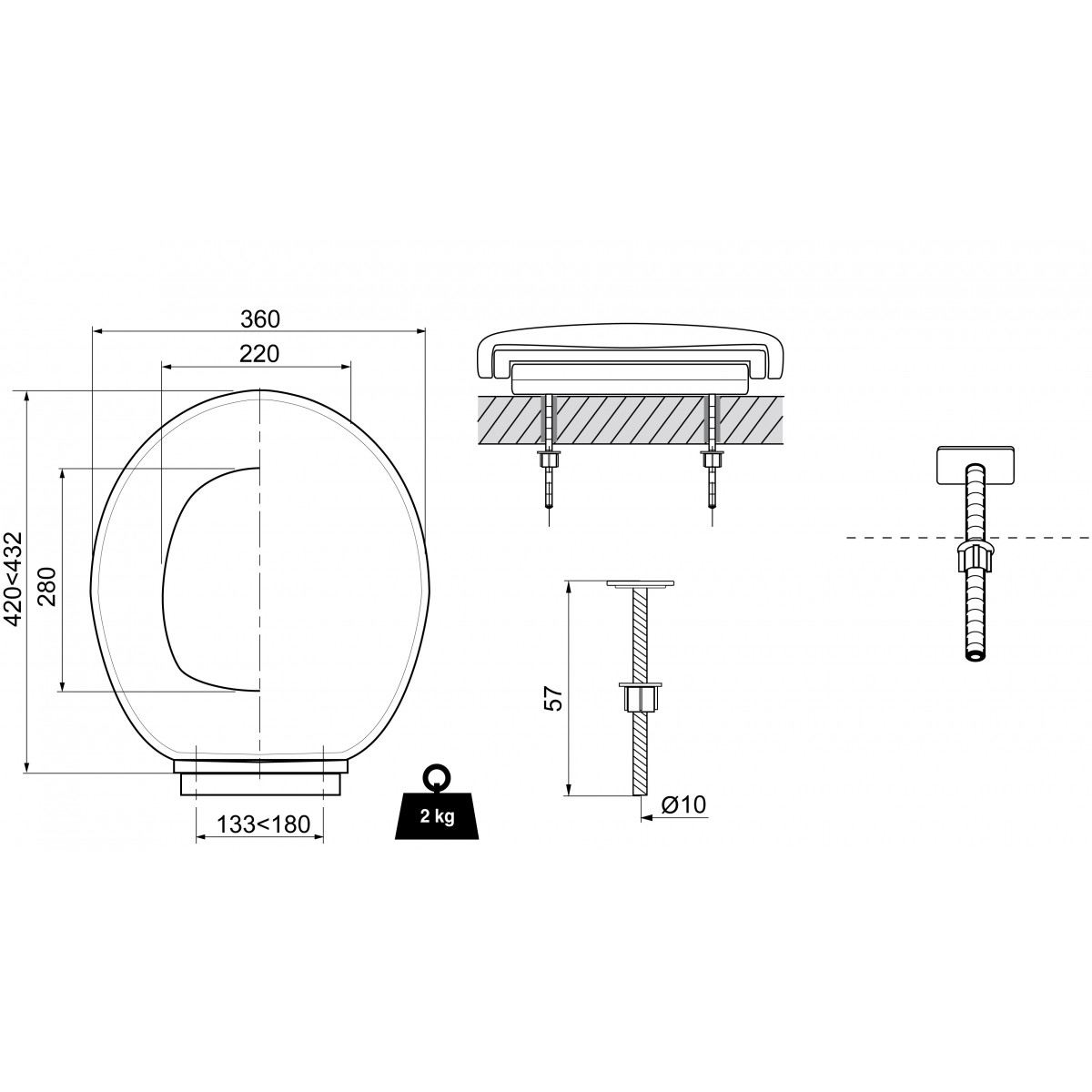 Abattant wc entraxe cheap de fixation 220 mm