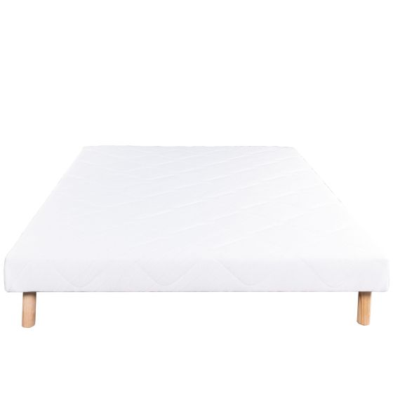 Sommier tapissier, blanc, Gamme Prestige Hôtel, bois massif + pieds offerts