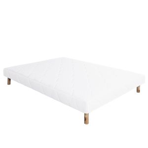 Sommier tapissier, blanc, Gamme Prestige Hôtel, bois massif + pieds offerts