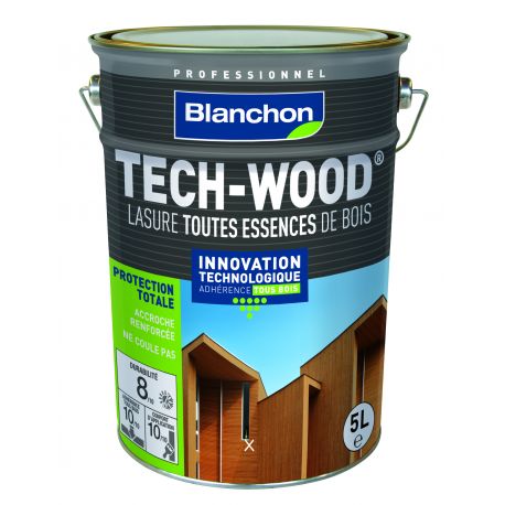 Lasure Tech-Wood Blanc - 5L - BLANCHON